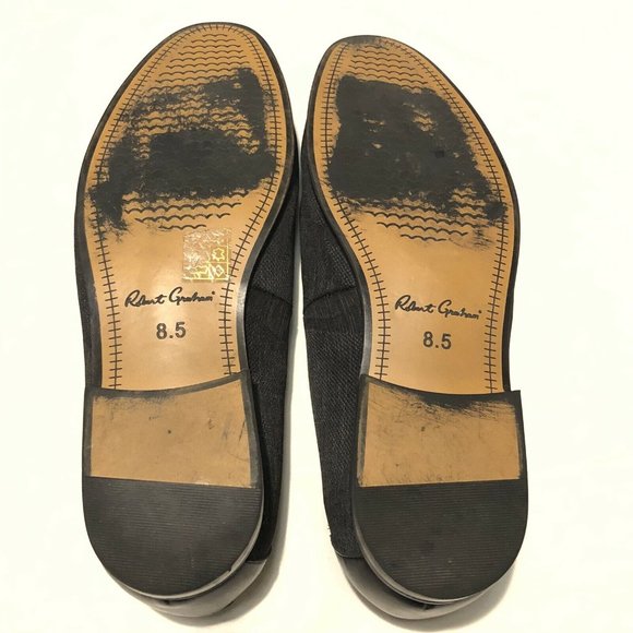 Robert Graham Mens Shoes Geometric Black Satin Horsebit Sculls Loafers Size 8.5M - Picture 7 of 12